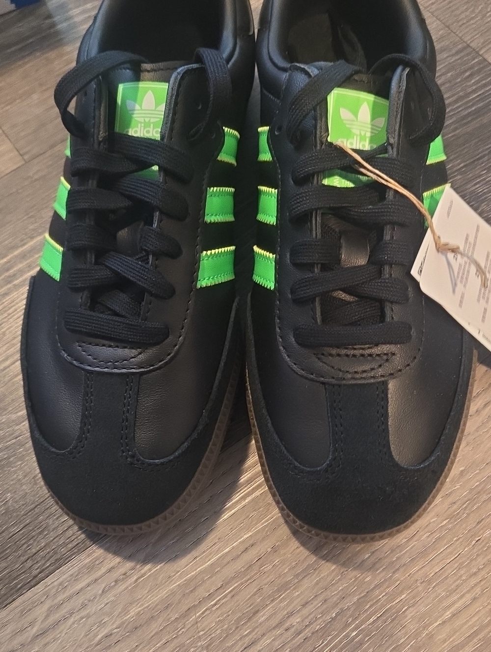 adidas Nwt Samba OG Black w/ Green Size 6 Youth - Picture 3 of 8
